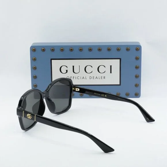 Gucci GG0765SA 002 Butterfly Sunglasses - Black/Grey display picture 2